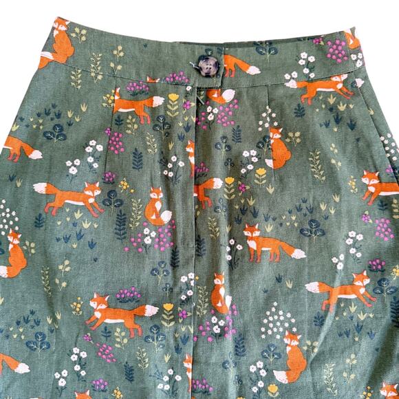 ModCloth x Princess Highway Fox Print Linen Cotton Skirt US 2 - Picture 2 of 7